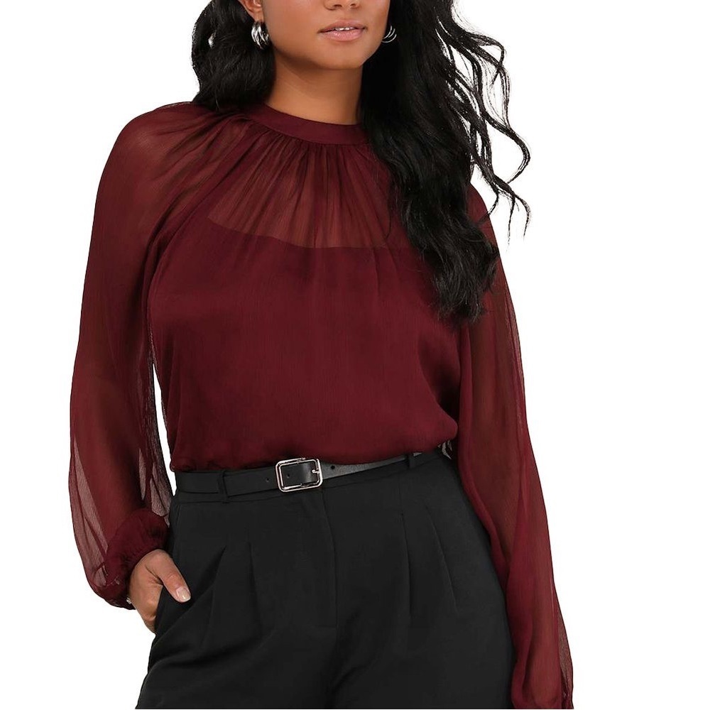 Lulu's Sheer Relaxed Blouse